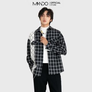 Áo Sơ Mi Nam Form Rộng Hàn Quốc Kẻ Caro Đen Trắng Dài Tay Thời Trang MANDO SMD083