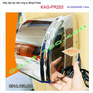 Máy sấy tay cảm ứng Prolax Thailand KAG-PR203 công suất 200w vỏ inox bóng hiệu suất cao tiết kiệm điện ít tạo tiếng ồn