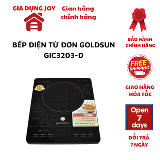 Bếp điện từ đơn Goldsun GIC3203-D điều khiển cảm ứng mặt kính cường lực, an toàn tự ngẳt tặng nồi lẩu tiện lợi