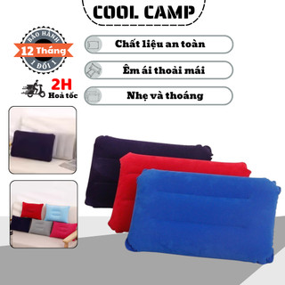 Gối Bơm Hơi Gấp Gọn Cắm Trại PVC Vải Nhung Mềm Mại, Gối Ngủ Văn Phòng Dã Ngoại, Du Lịch, Camping