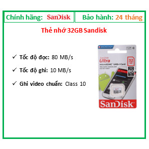 Thẻ nhớ 32gb sandisk class 10; 12t