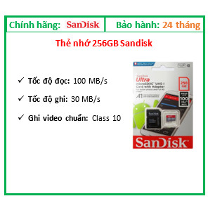 Thẻ nhớ 256gb sandisk class 10; 12t