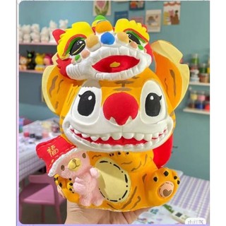Tương tô màu size to kèm cọ màu, tượng thạch cao hình stitch đội lân