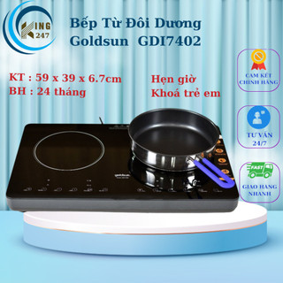 Bếp điện, bếp từ đôi dương Goldsun - GDI7402, mặt kính chịu lực, cảm ứng thông minh