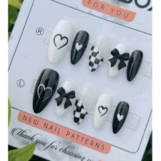 Set Nail Box phối màu đen trắng
