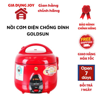 Nồi cơm điện chống dính Goldsun GRC5030 500W dung tích 1.5L nắp gài 3D màu đỏ