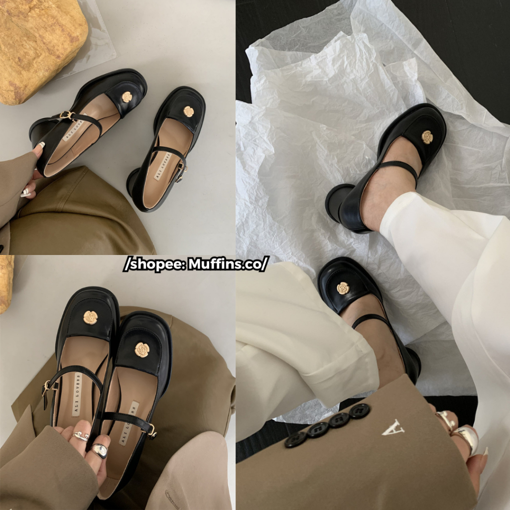 [SẴN HÀNG thanh lý hàng ] 𝐌𝐮𝐟𝐟𝐢𝐧𝐬.𝐜𝐨🐧 Giày Mary Jane đế trụ họa tiết bông hoa TN