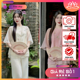 Đồ lam đi chùa tơ voan 3 lớp cao cấp siêu đẹp