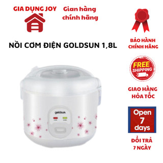 Nồi cơm điện 700W 1,8L cho gia đình 4-6 người- lòng nồi hợp kim nhôm phủ chống dính - thiết kế đáy tổ ong Goldsun CB3204