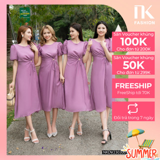 Đầm Chữ A NK Fashion Thiết Kế Rút Eo Kiểu Dáng Thanh Lịch Điệu Đà Chất Vải Nhập Hàn Cao Cấp NKDV2303001