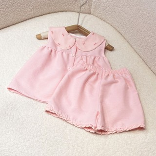 Đồ bộ cho bé gái Hapykids cổ sen chất thô cotton mềm mát, cho bé gái từ 0-6 tuổi (24.B36)