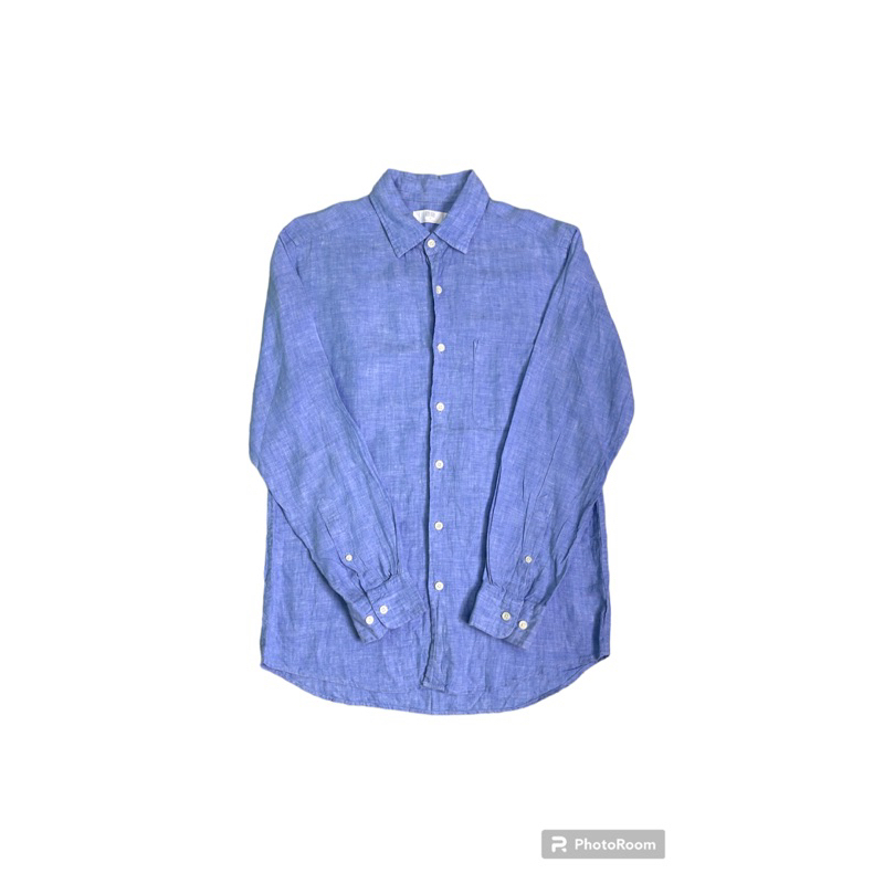sơ mi linen indigo