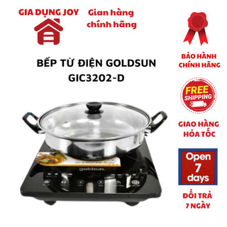 Bếp điện từ đơn Goldsun GIC3202-D mặt kính cường lực màn hình LED cảm ứng công suất 2000W tặng kèm nồi lẩu inox