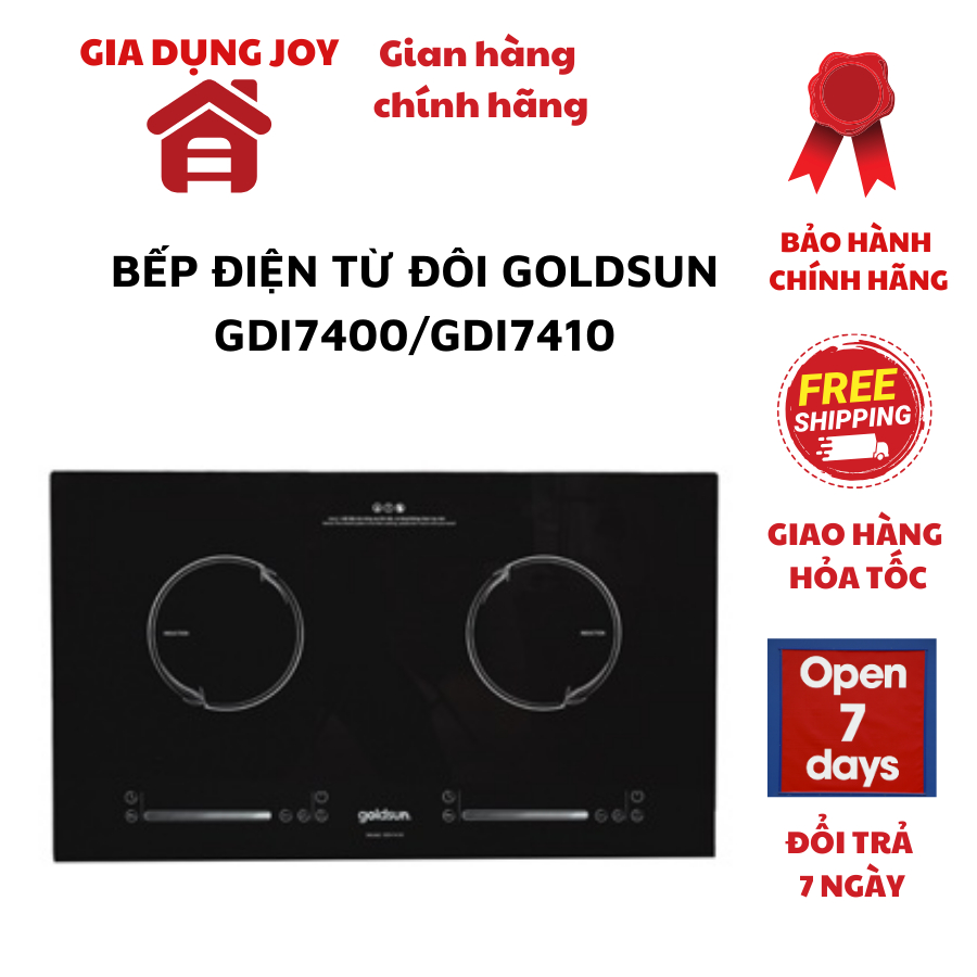 Bếp điện từ đôi Goldsun GDI7400/GDI7410 mặt kính chịu lực màn hình LED cảm ứng thông minh có khóa trẻ em an toàn