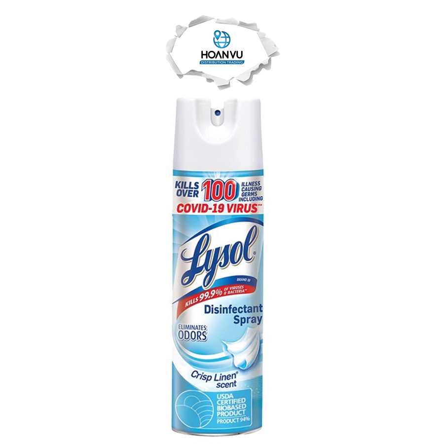 Set 3 Chai Xịt Phòng Diệt Khuẩn Lysol disinfectant spray crisp linen scent (538g)