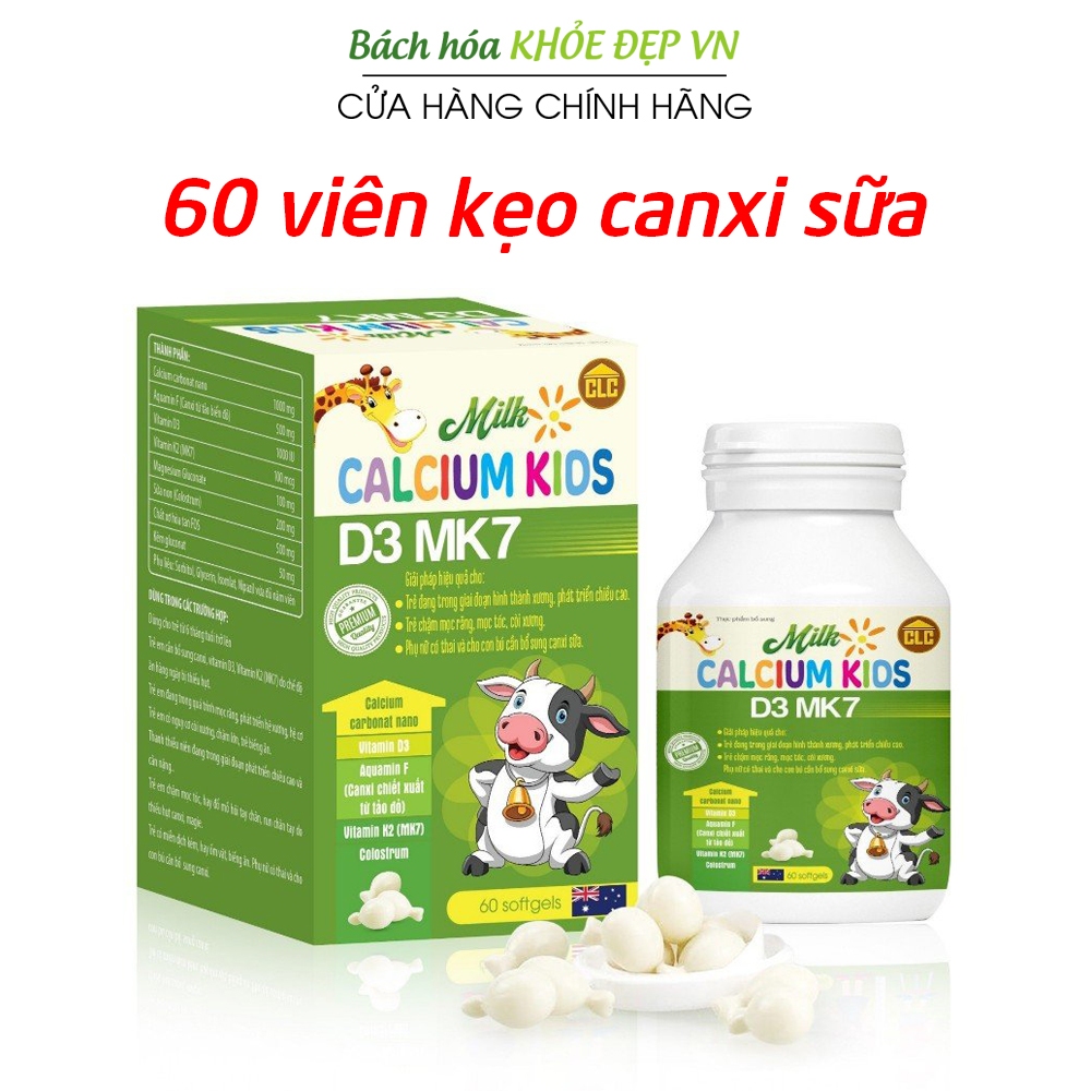 Viên kẹo canxi sữa Milk Calcium Kids D3 MK7 giúp tăng chiều cao