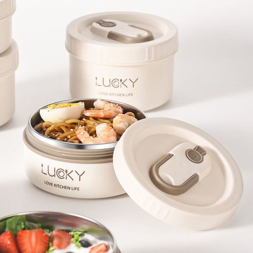 Hộp đựng cơm giữ nhiệt văn phòng lúa mạch Lunch box 3 tầng Inox 304 chống gỉ cao cấp, có quai xách chắc chắn (didooglt) | BigBuy360 - bigbuy360.vn