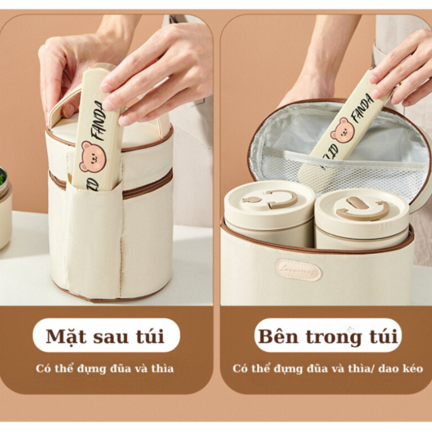 Hộp đựng cơm giữ nhiệt văn phòng lúa mạch Lunch box 3 tầng Inox 304 chống gỉ cao cấp, có quai xách chắc chắn (didooglt) | BigBuy360 - bigbuy360.vn