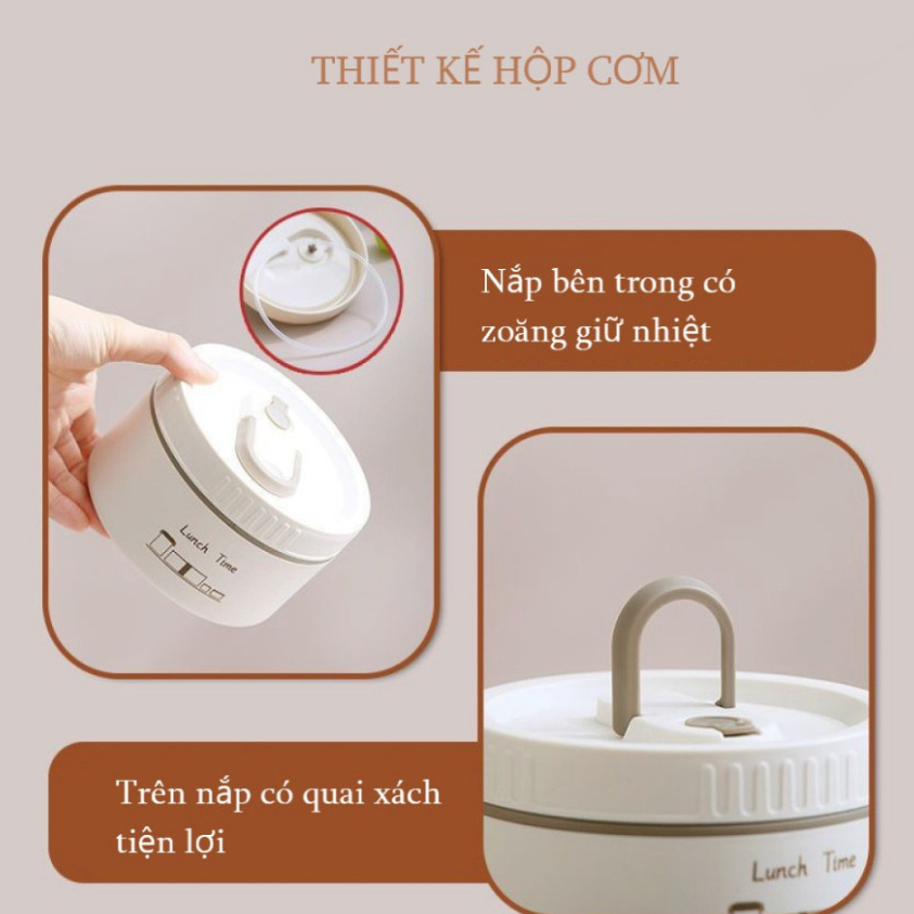 Hộp đựng cơm giữ nhiệt văn phòng lúa mạch Lunch box 3 tầng Inox 304 chống gỉ cao cấp, có quai xách chắc chắn (didooglt) | BigBuy360 - bigbuy360.vn