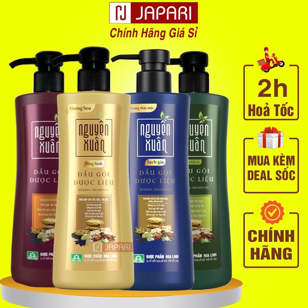 Dầu Gội Thiên Nhiên Nguyên Xuân - Dầu Gội Dược Liệu Nguyên Xuân Xanh Vàng Gội Đầu Tóc Dầu Bết Sạch Gàu JAPARI