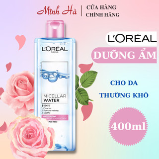 Nước tẩy trang Loreal Paris Micellar Water 3-in-1 400ml không chứa cồn làm sạch và mềm da