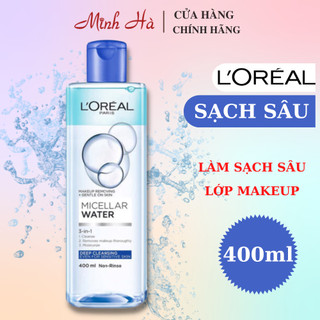 Nước tẩy trang Loreal Paris Micellar Water 3-in-1 400ml không chứa cồn làm sạch và mềm da