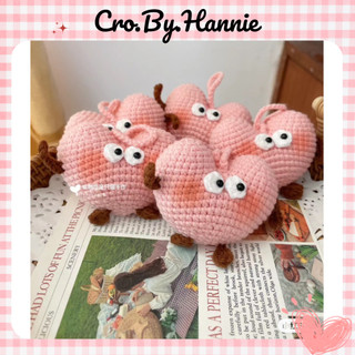 Móc khoá len hình trái tym hồng đáng yêu Handmade