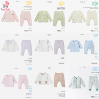 Bộ quần áo Nous dài tay newborn cúc giữa cho bé, Suzybaby