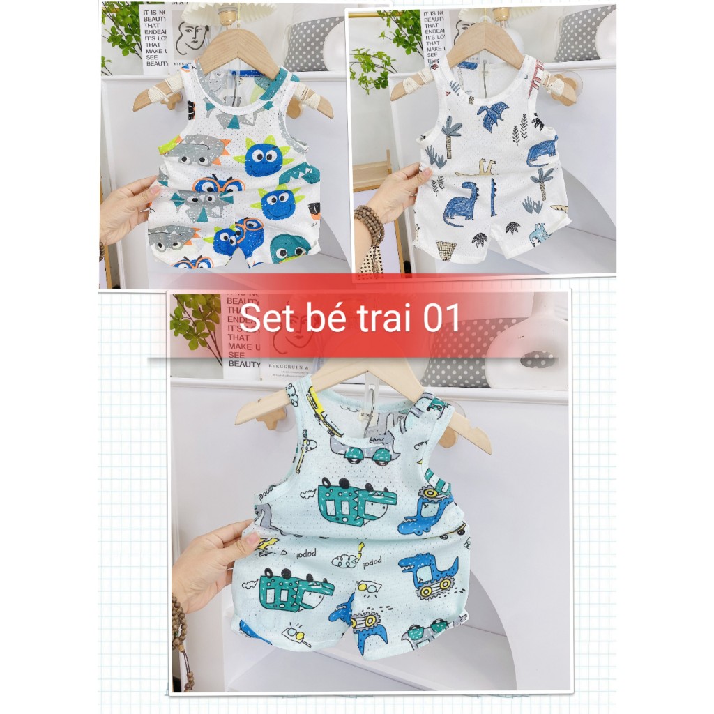 Set 3 bộ ba lỗ vải thông hơi xuất Nhật - dư hãng sơ sinh cho bé trai, bé gái