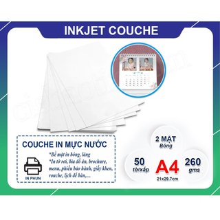 GIẤY IN MÀU COUCHE BÓNG 2 MẶT A4 ĐỊNH LƯỢNG 260GM( XẤP 50 TỜ)