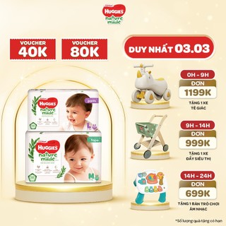 (Hàng chính hãng Cty - hết Quà) Tã Bỉm Huggies Nature Made cao cấp quần/dán NB60/S82/M64/L54/XL44/XXL26