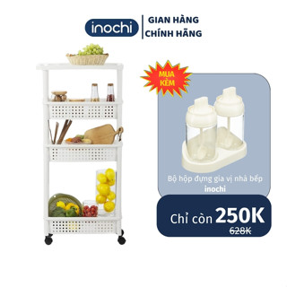 Kệ di động 4 tầng có bánh xe inochi cao cấp chính hãng kệ nhựa để đổ đa năng dùng để gia vị nhà bếp đựng mỹ phẩm