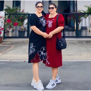 Đầm Trung Niên Tặng Mẹ BIGSIZE - Thêu Hoa Lan