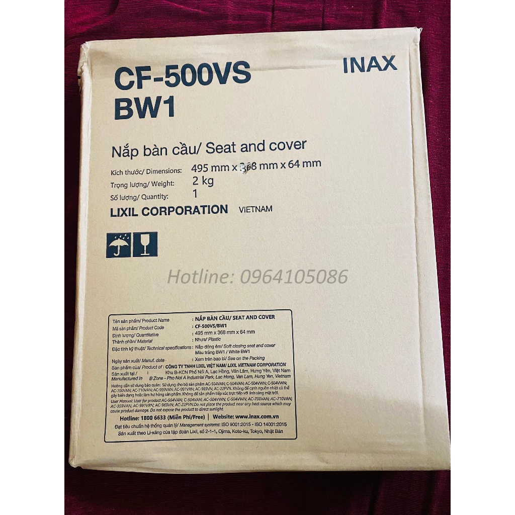 Nắp êm INAX CF-500VS thay thế cho bồn cầu AC-710VAN; AC-700VAN;AC-969VN;AC-959VN;