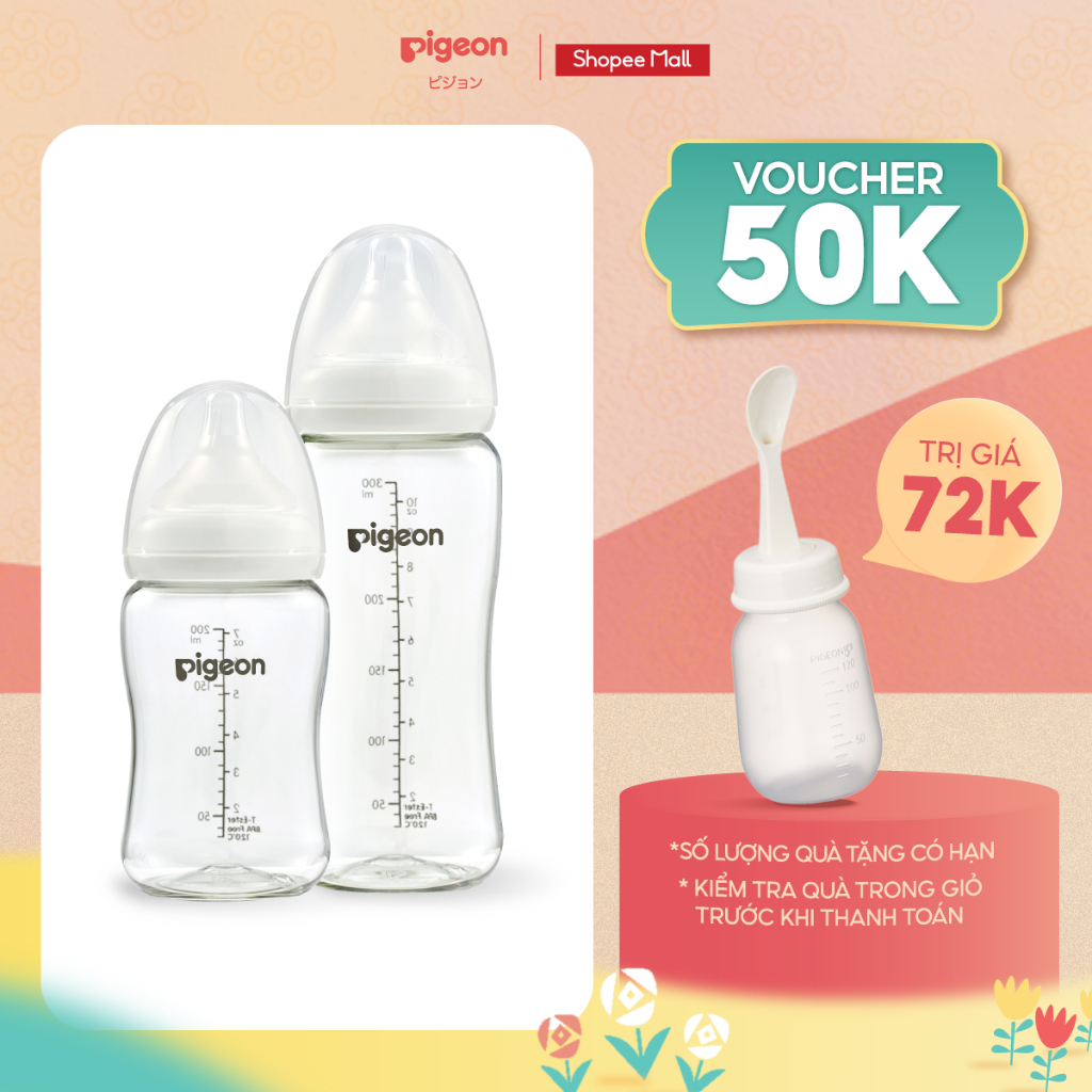 Bình sữa Pigeon T-Ester Plus – Logo 200ml/300ml