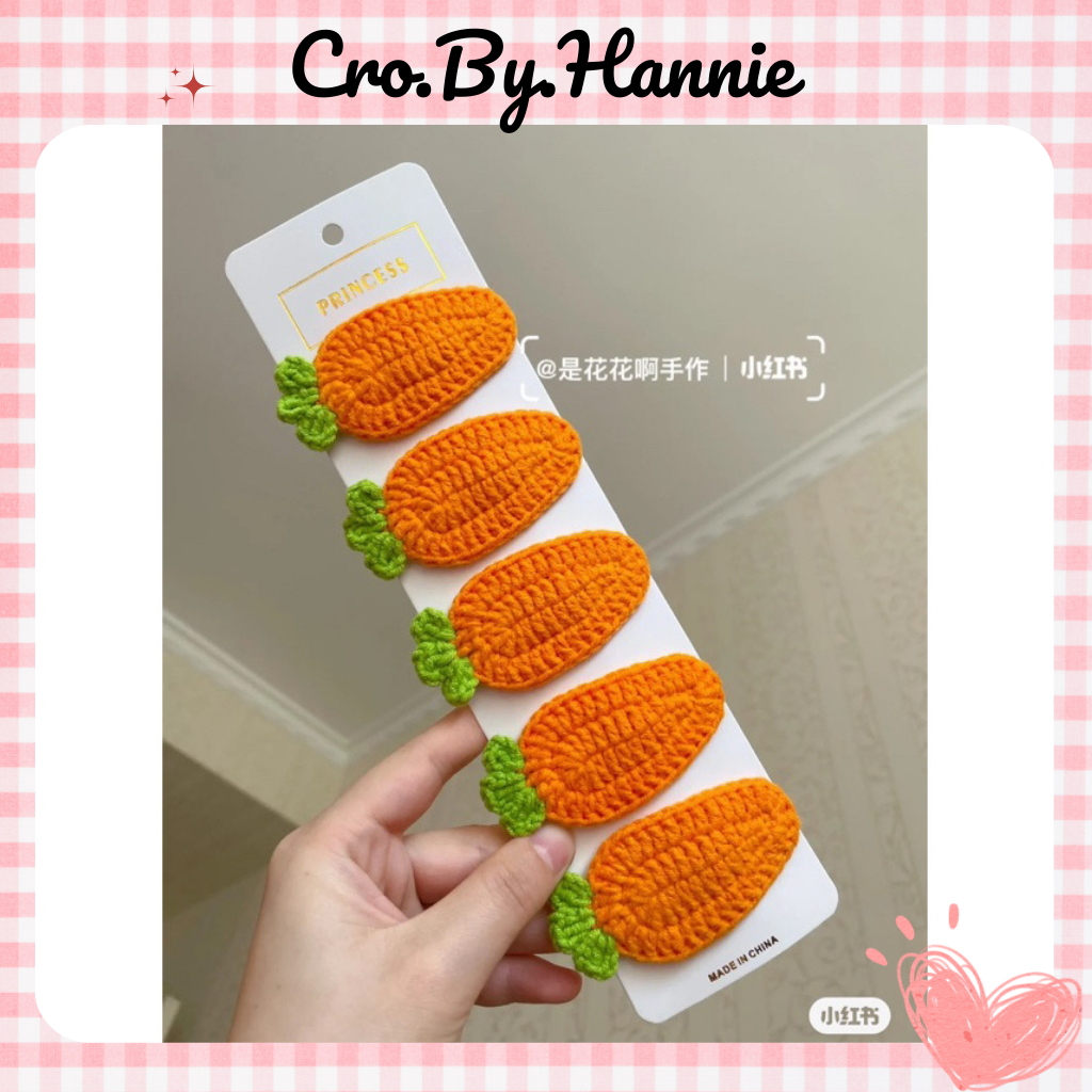 Kẹp tóc cà rốt bằng len Handmade