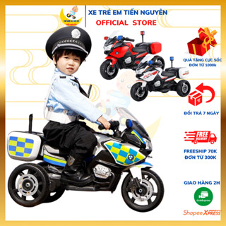 Xe máy điện cảnh sát Police 608 cho bé từ 1-5 tuổi, Xe máy điện trẻ em Full box kèm sạc điện nhạc còi đèn, chịu tải 40kg