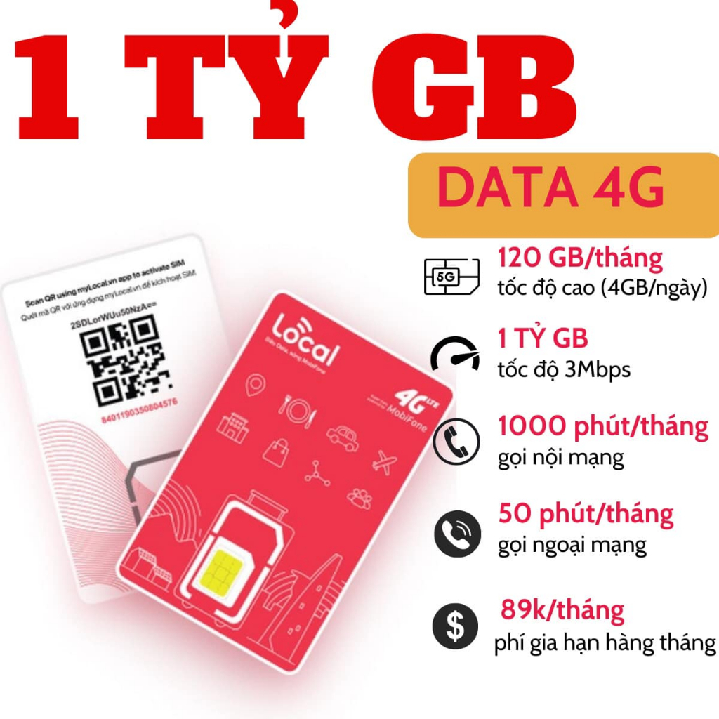 (Miễn phí tháng đầu sử dụng) Mobifone Sim Local A50 A68 A69 Local A69 GB Dùng 4G KHÔNG GIỚI HẠN, Gọi FREE