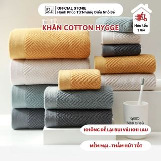 Khăn mặt Cotton siêu mềm HYGGE, không để lại sợi vải, không phai màu