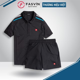 Bộ quần áo thể thao nam Fasvin AB20273.HN cộc tay cổ bẻ vải mềm nhẹ co giãn tốt