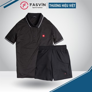 Bộ quần áo thể thao nam Fasvin AB20274.HN cộc tay cổ bẻ vải mềm nhẹ co giãn tốt