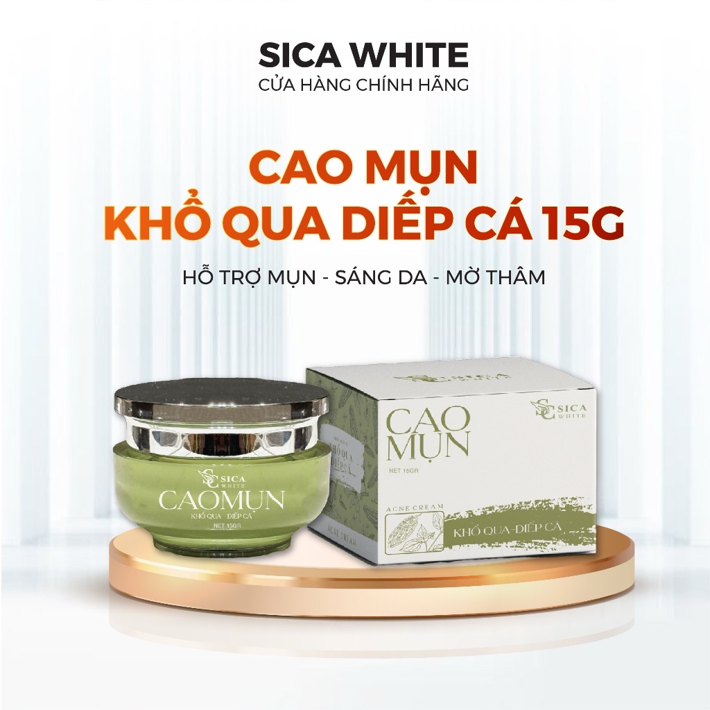 Cao mụn khổ qua diếp cá Sica White 15G, Kem mụn lotion hỗ trợ da dầu mụn, không sưng đỏ, bong tróc - Sica White Official