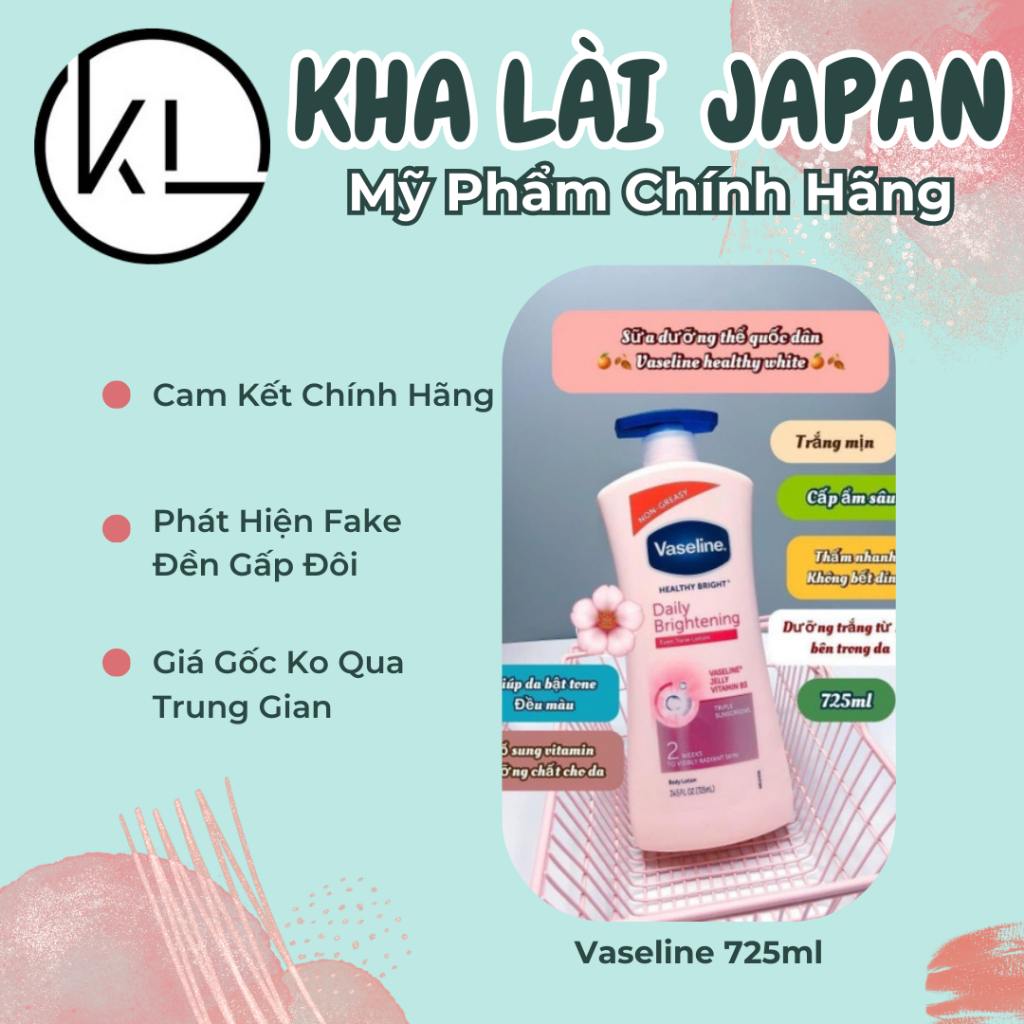Sữa dưỡng thể Vaseline trắng da Vaseline UV Lightening 725ml (Kem hồng)