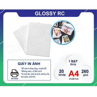 GIẤY IN ẢNH GLOSSY RC A4 260G( XẤP 20 TỜ)