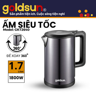 Ấm siêu tốc 2 lớp GKT2640, bình đun siêu tốc inox 2 lớp tay cầm cách nhiệt, tự ngắt khi sôi