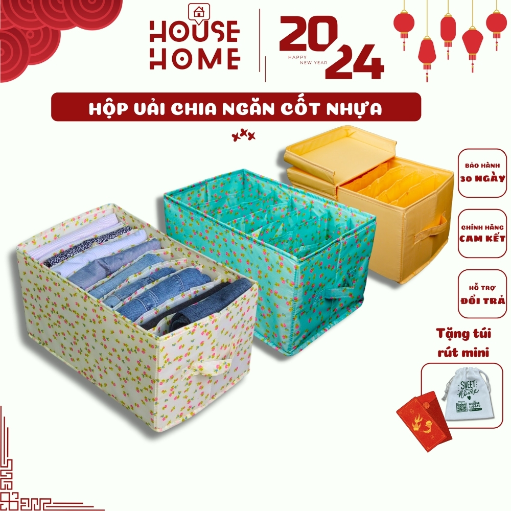 Hộp Vải Đựng Quần Áo 7 Ngăn Không Nắp Cốt Nhựa Cao Cấp, Thân Thiện Môi Trường, Gấp Gọn Tiện Ích - Housetohome