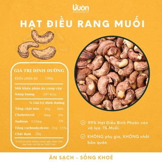 Hạt điều rang muối bình phước nguyên hạt còn vỏ lụa, hạt dinh dưỡng, ăn vặt, ăn kiêng, eatclean vườn organic 500gr
