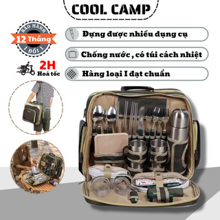 Bộ Dụng Cụ Ăn Uống Kèm Túi Đựng Đồ Dã Ngoại Cao Cấp Chính Hãng, Bộ Dao Đũa Thìa Dĩa Thớt Cốc Camping