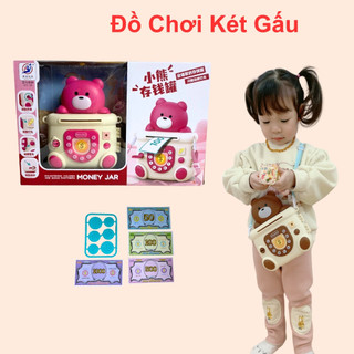 Két tiền mini cho bé đồ chơi két tiền hình túi gấu xinh có nhạc vui nhộn dây đeo tiện lợi