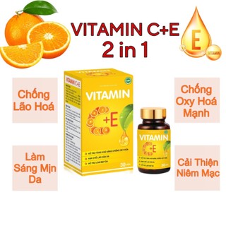 VITAMIN C+E chống oxy hoá bảo vệ tính tế bào trứng, tinh trùng, giúp Sáng Mịn Da hàm lượng cao vitamin E vitamin C